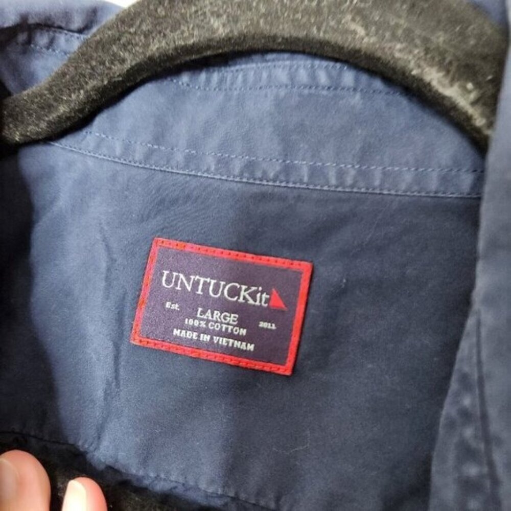 Untukit Solid Navy Blue Button Down Shirt - image 3